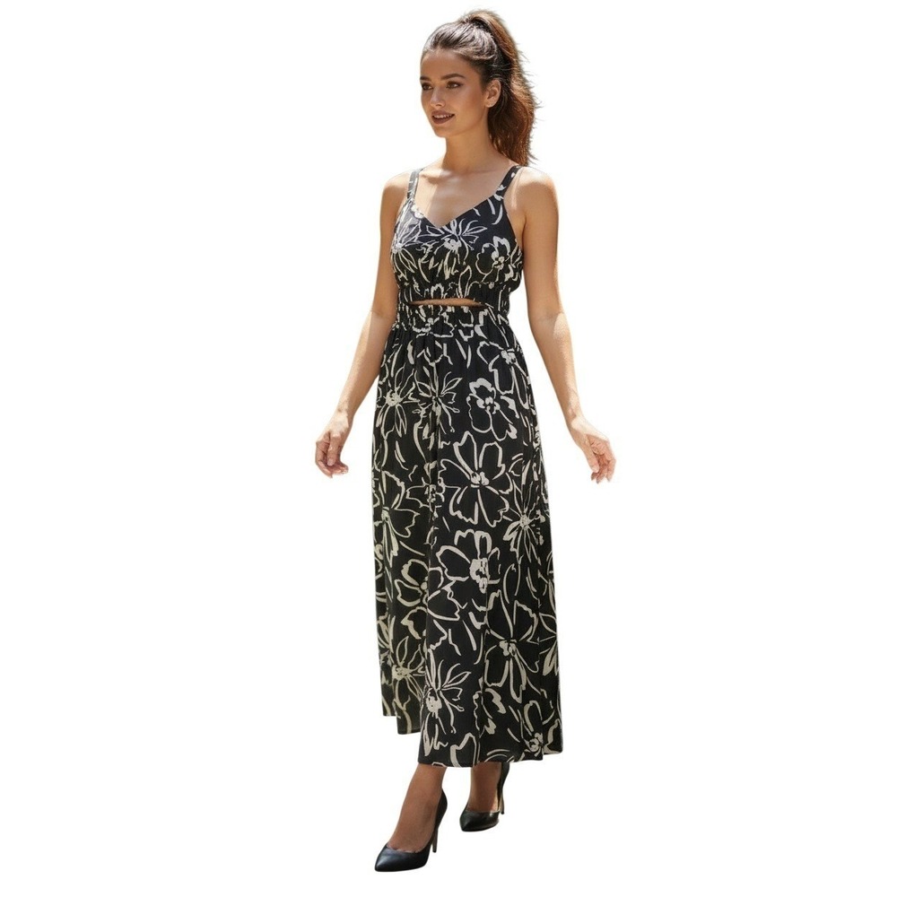 ASOS DESIGN Tall Black White Floral Cutout Maxi Dress Fits S Slveless Summer
